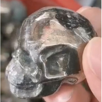 Extra Large Carving - Skull ( about 1.5 inches in Height) - Pyrite